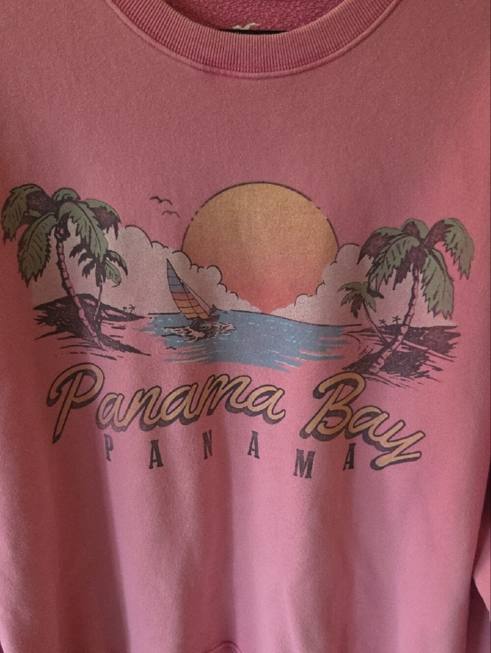 Hollister Pink Panama Bay Graphic Crewneck Sweatshirt - Picture 2 of 4
